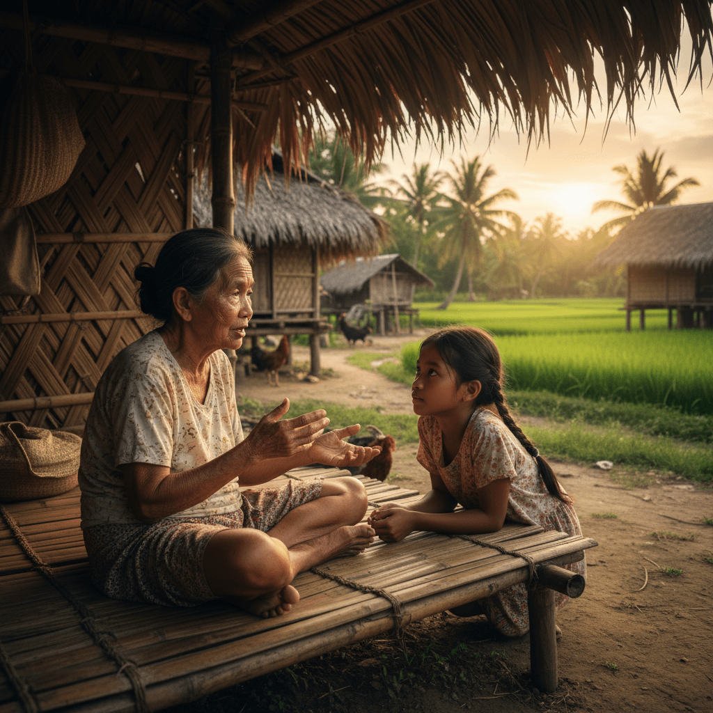 Oral history being passed down in a Philippine village