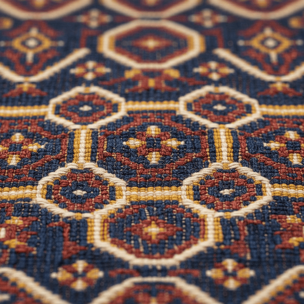 Close-up of traditional woven textile pattern